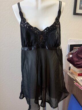 Seductive Wear Cinema Etoile Black Mesh Babydoll Lingerie Top Size L
